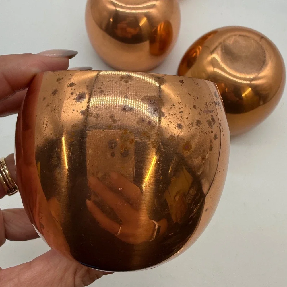 Vintage Coppercraft Guild Copper Cups Set of 4 Round roly poly Barware Tumblers